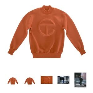 Telfar embossed mockneck sweater in brown (size small)